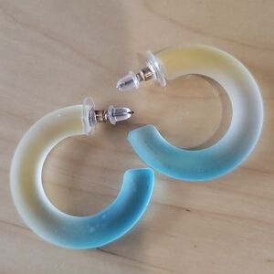 𝅺fashion Gradient Color Huggie Hoop Resin Earrings